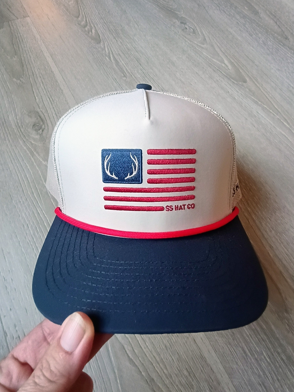 🇺🇸 Southern String Hat Co American Flag Antler Trucker Hat Hunting Snapback
